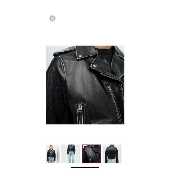 NWOT Made in ITALY RE/Done Black Leather 80s Moto Jacket Lined 4 Ext Pockets S - Picture 3 of 16